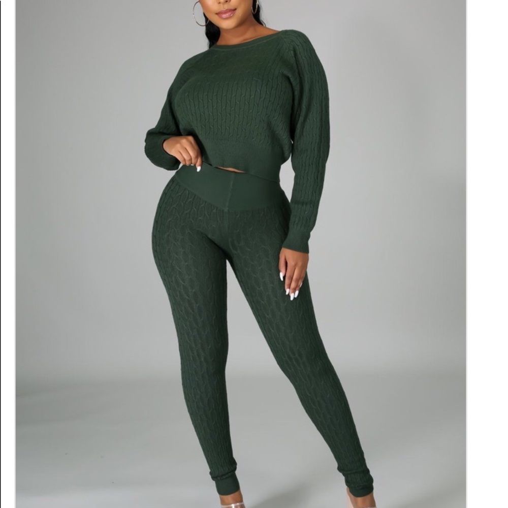 Olive green knit set